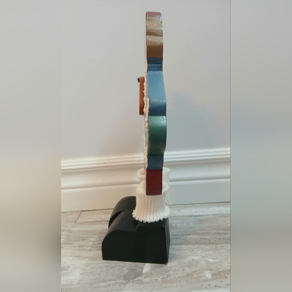 Vintage hand painted wood folk art Santa & Teddy textured beard Christmas decor - Picture 4 of 8